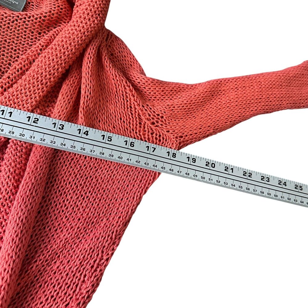 Wooden Ships Cardigan Sweater Women’s XS Open Light Cotton Knit Pinkish Orange - Picture 8 of 10